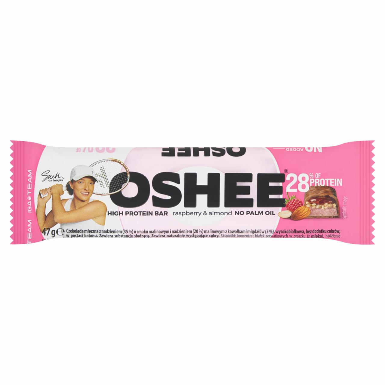 Zdjęcia - Oshee Czekolada mleczna z nadzieniem o smaku malinowym i nadzieniem malinowym 49 g