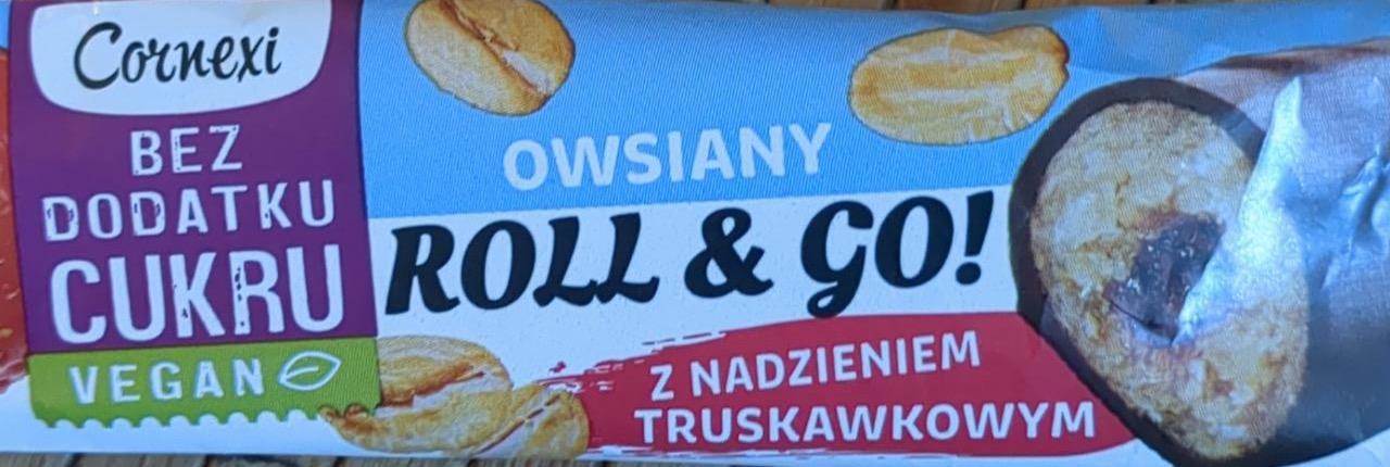 Zdjęcia - Owsiany roll go z nadzieniem truskawkowym bez dodatku cukru vegan Cornexi