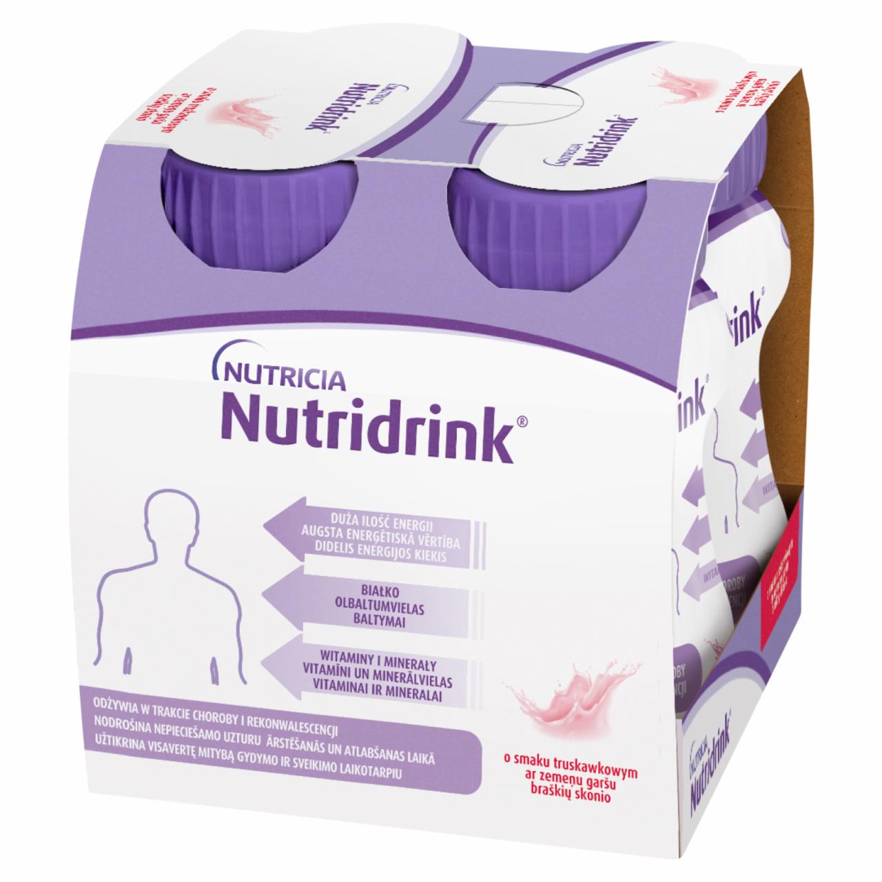 Zdjęcia - Nutridrink Żywność specjalnego przeznaczenia medycznego o smaku truskawkowym 500 ml (4 x 125 ml)