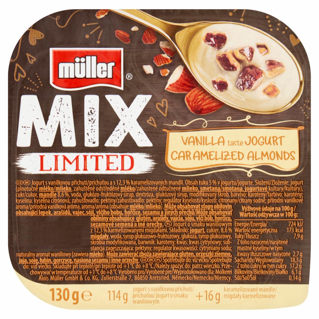 Zdjęcia - Müller Mix Limited Jogurt o smaku waniliowym z karmelizowanymi migdałami 130 g