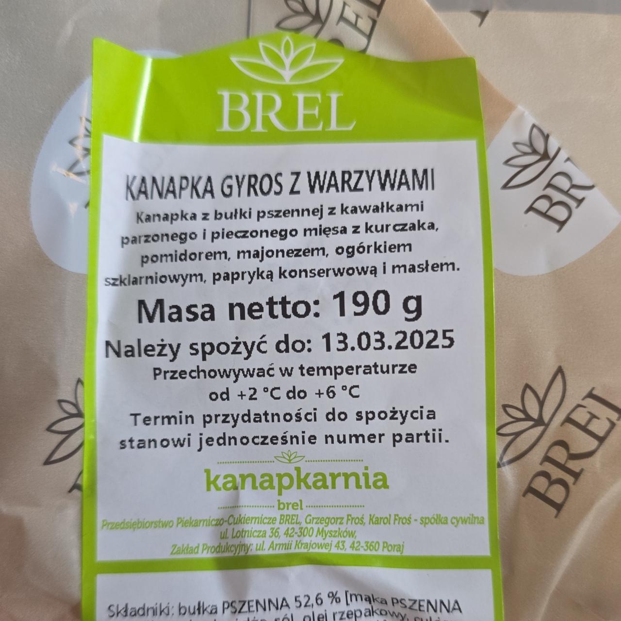 Zdjęcia - Kanapka gyros z warzywami Brel