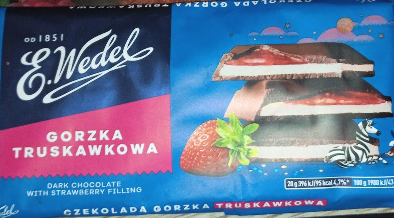 Zdjęcia - E. Wedel Czekolada gorzka truskawkowa 100 g