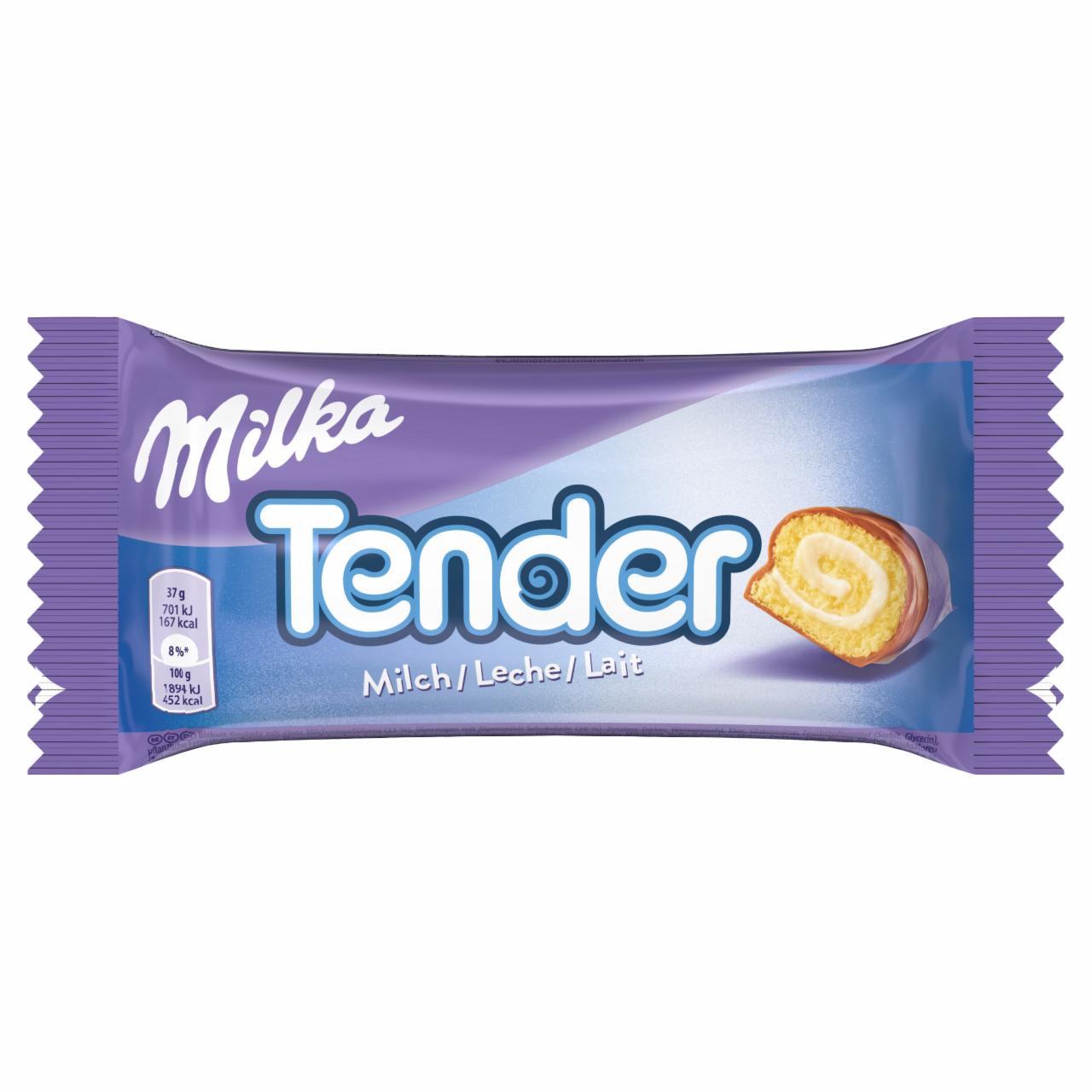Zdjęcia - Milka Tender Rolada biszkoptowa z nadzieniem z mlekiem oblana czekoladą mleczną 37 g