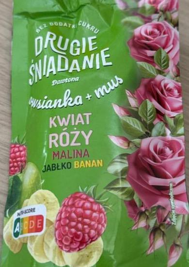 Zdjęcia - Drugie śniadanie Owsianka + mus kwiat róży malina jabłko banan 100 g