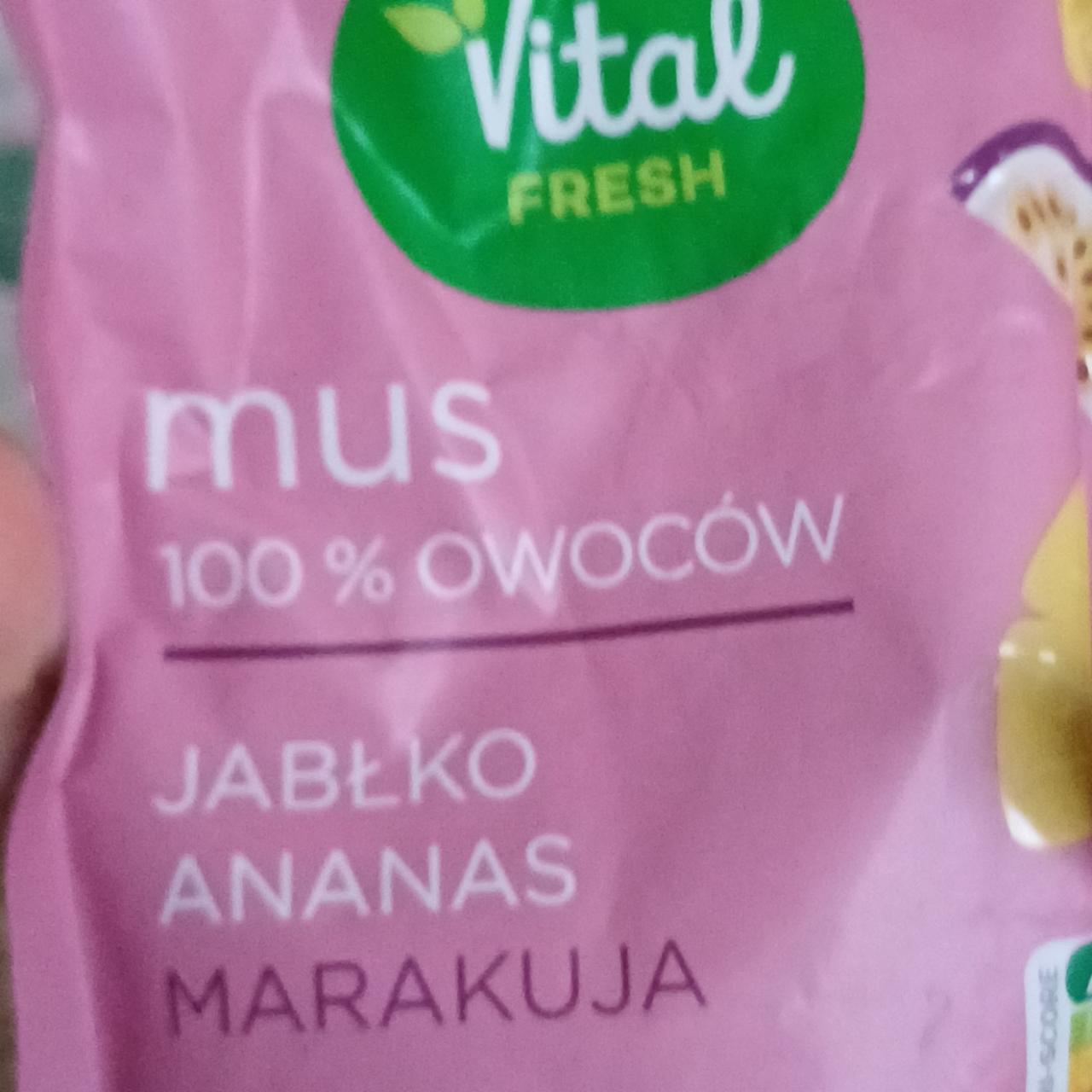 Zdjęcia - Mus 100% owoców jabłko ananas marakuja Vital Fresh