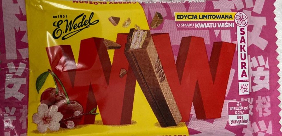 Zdjęcia - WW Mleczna czekolada krem o smaku kwiatu wiśni E. Wedel