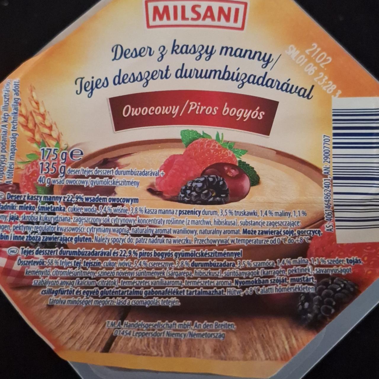Zdjęcia - Deser z kaszy manny Milsani