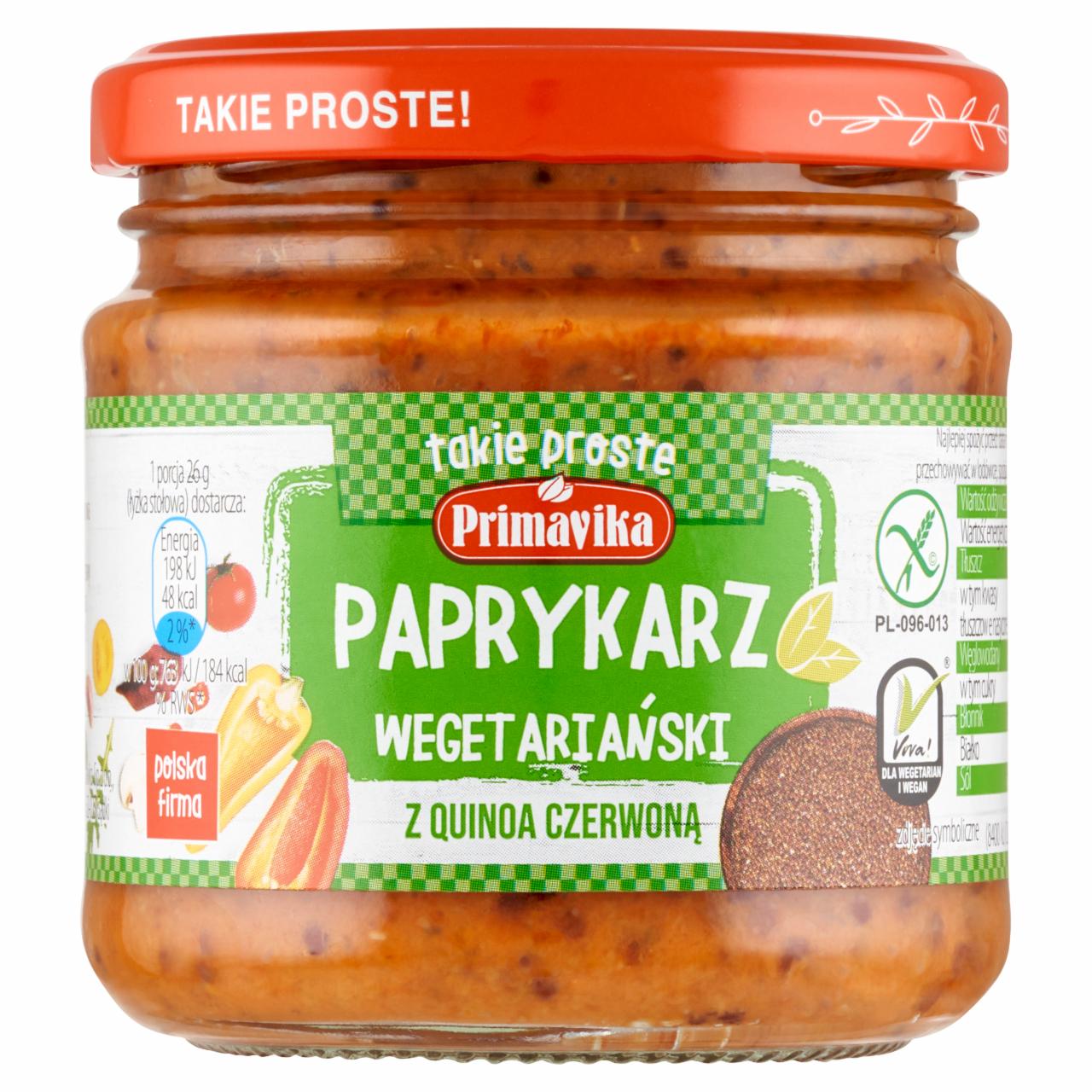 Zdjęcia - Primavika Paprykarz wegetariański z quinoa czerwoną 160 g