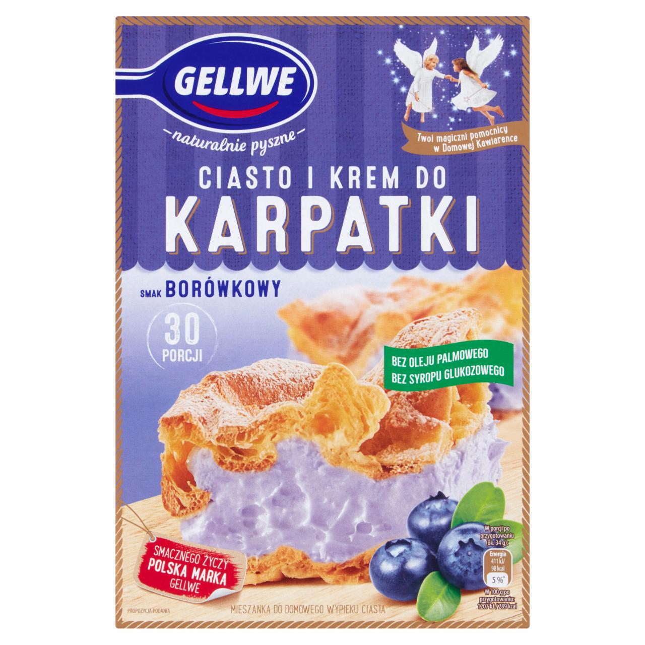 Zdjęcia - Gellwe Ciasto i krem do karpatki mieszanka do wypieku smak borówkowy 340 g