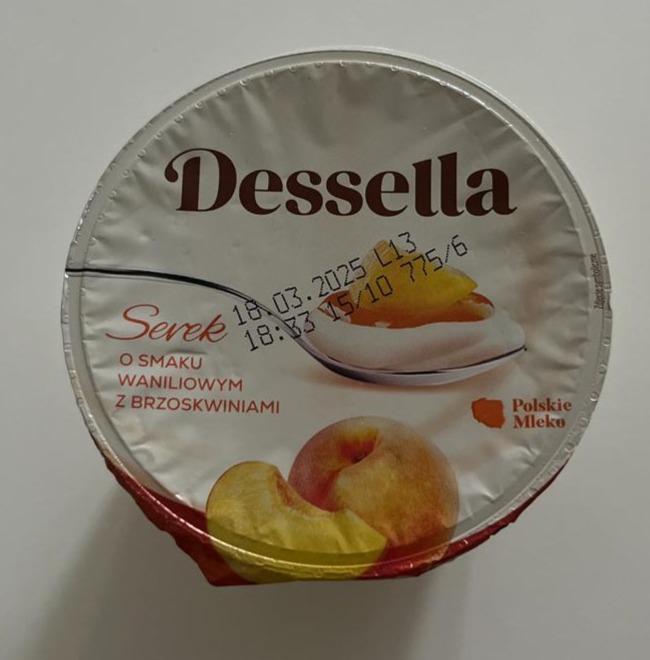 Zdjęcia - Serek o smaku waniliowym z brzoskwiniami dessella