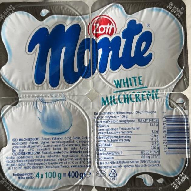 Zdjęcia - Monte white milchcreme Zott