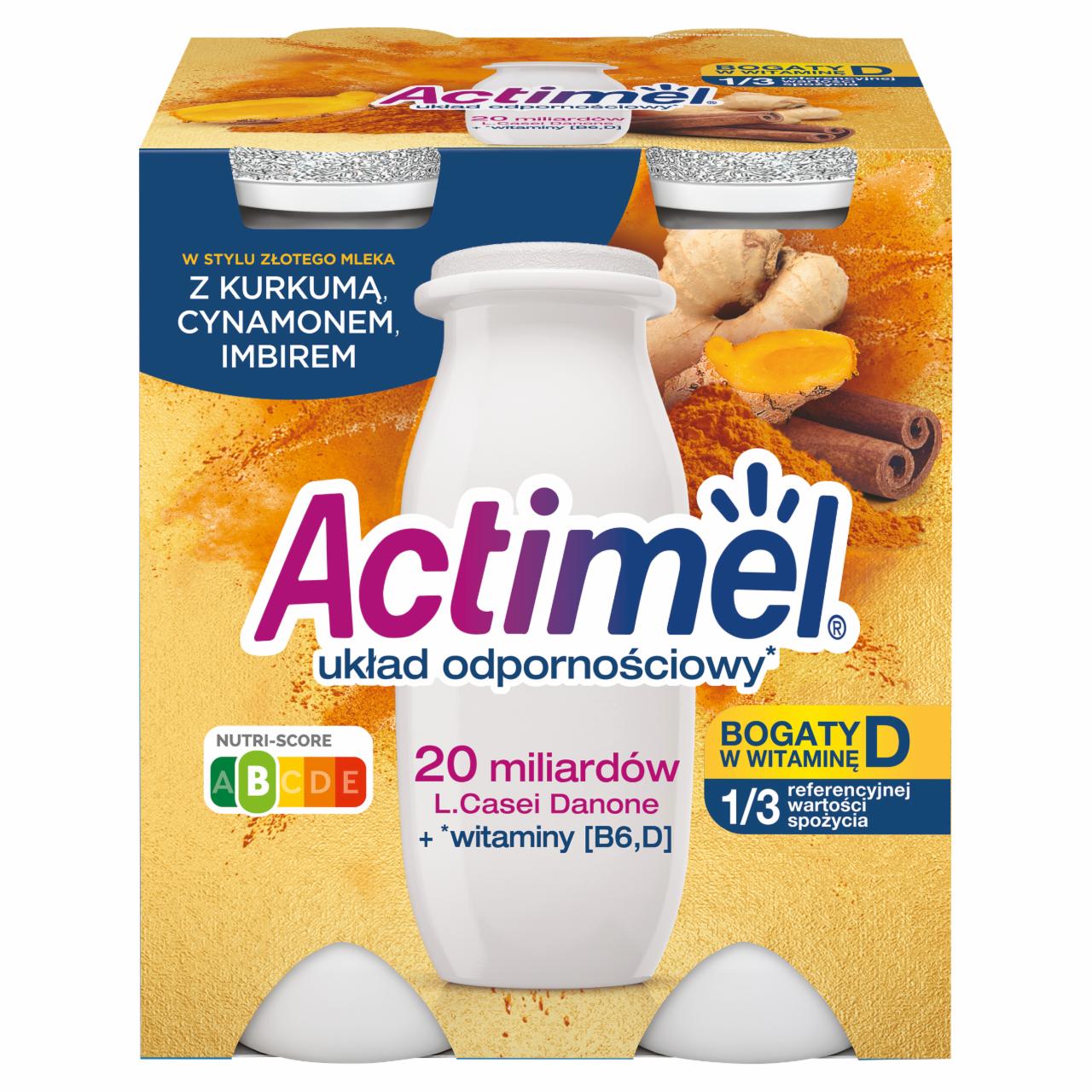 Zdjęcia - Actimel Mleko fermentowane o smaku imbir-kurkuma-cynamon 400 g (4 x 100 g)