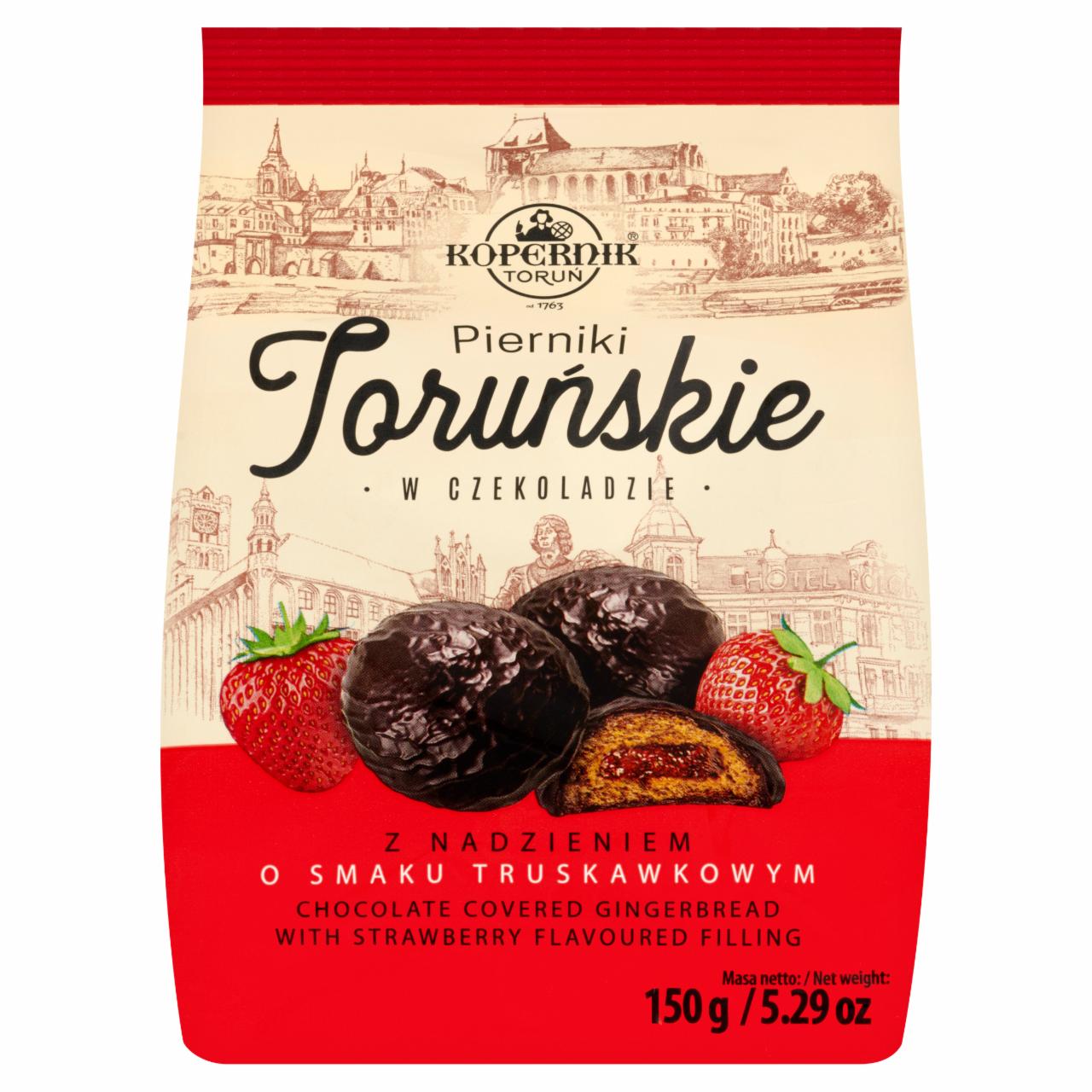 Zdjęcia - Kopernik Pierniki toruńskie w czekoladzie z nadzieniem o smaku truskawkowym 150 g