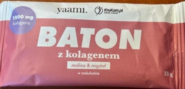 Zdjęcia - Baton z kolagenem malina & migdał w czekoladzie KruKam