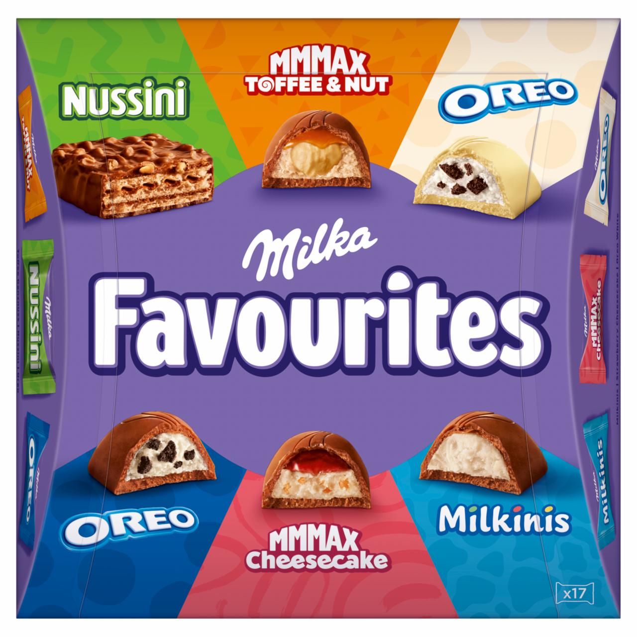 Zdjęcia - Milka Favourites Mieszanka czekoladek nadziewanych i wafelków 158 g (17 sztuk)