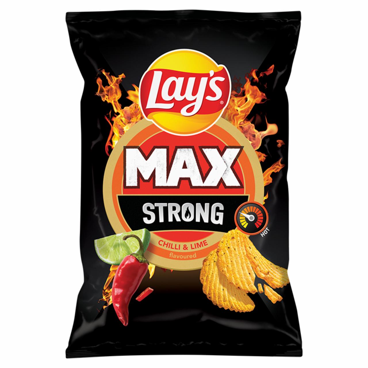 Zdjęcia - Lay's Max Strong Chipsy ziemniaczane karbowane o smaku ostrego chilli i limonki 190 g