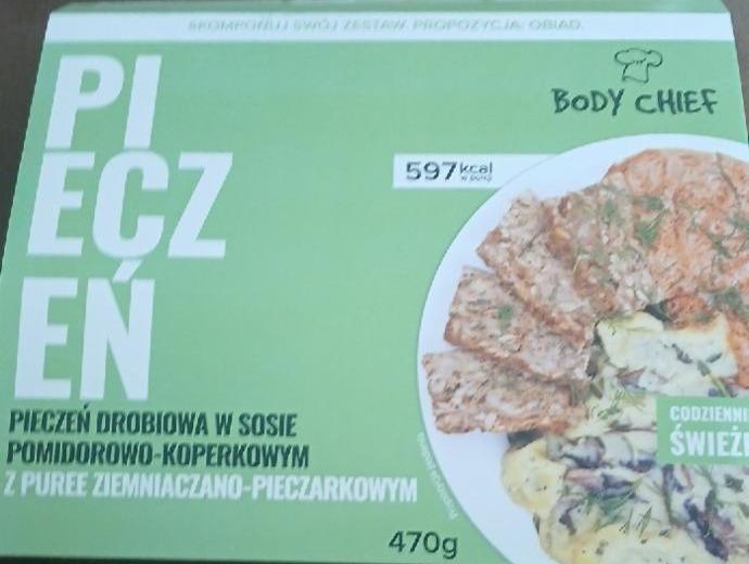 Zdjęcia - Pieczeń drobiowa w sosie pomidorowo koperkowym z puree ziemniaczano pieczarkowym Body chief