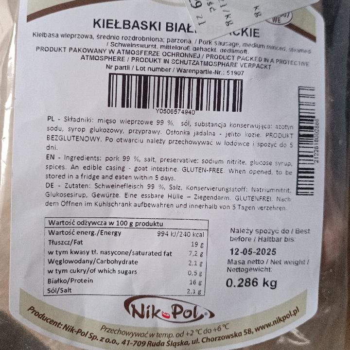 Zdjęcia - Kiełbaski białe brackie Nik-Pol
