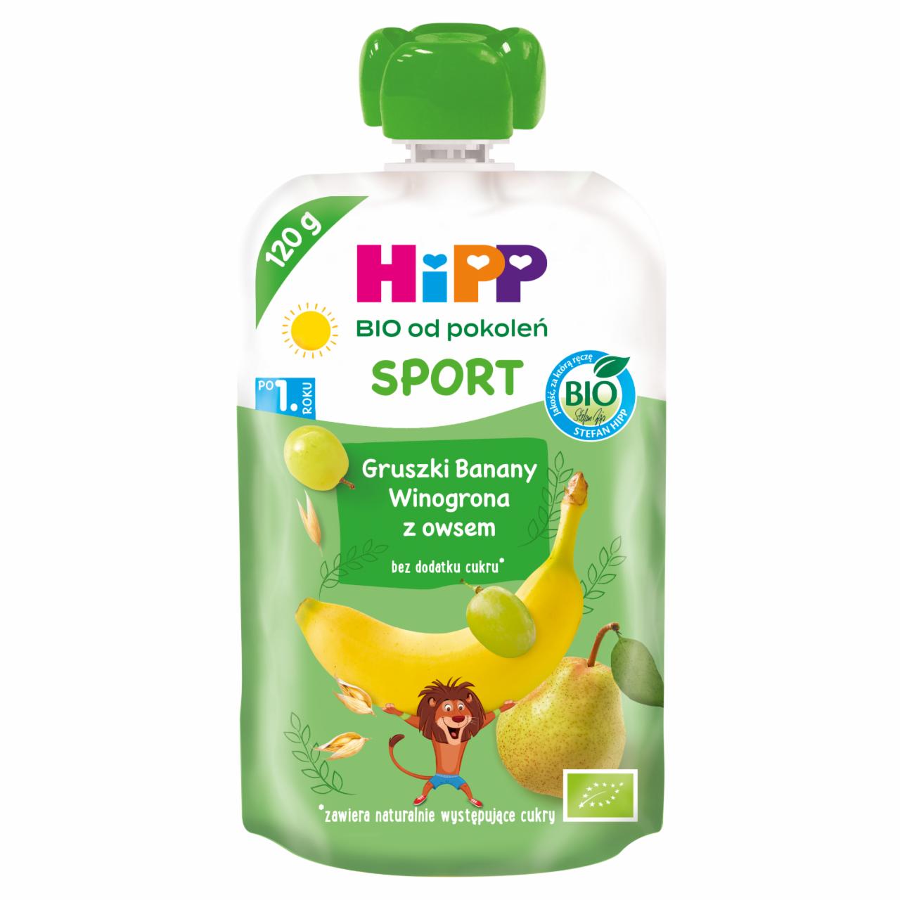 Zdjęcia - HiPP BIO Sport Mus owocowy gruszki banany winogrona z owsem po 1. roku 120 g
