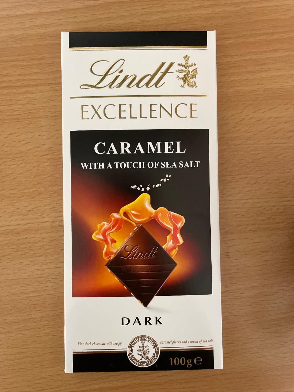 Zdjęcia - Lindt Excellence Gorzka czekolada z chrupiącymi kawałkami karmelu i odrobiną soli morskiej 100 g