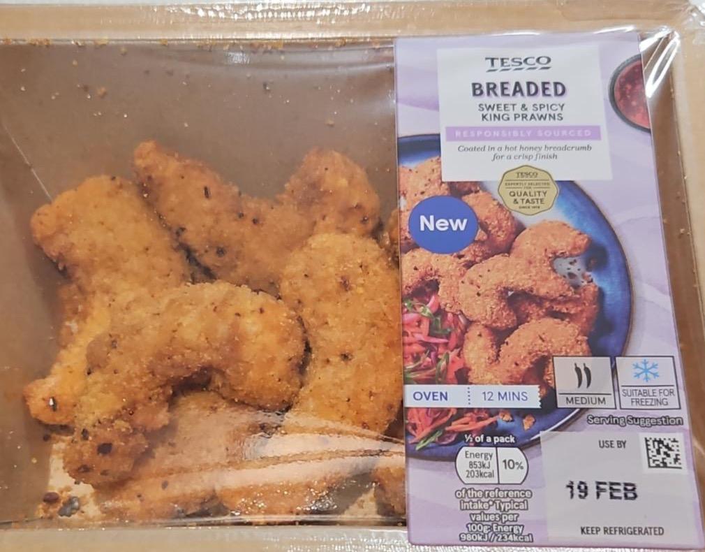Zdjęcia - Breded sweet spicy king prawns Tesco