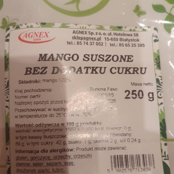 Zdjęcia - Mango suszone bez dodatku cukru Agnex