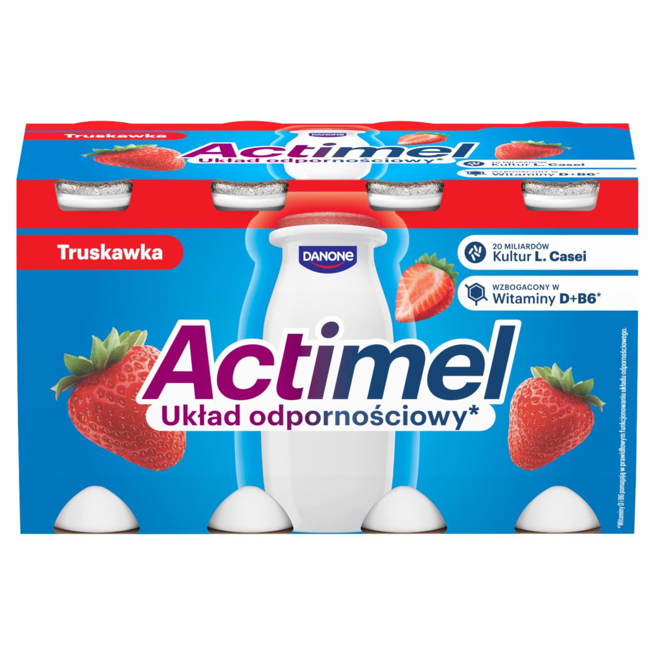 Zdjęcia - Actimel Napój jogurtowy o smaku truskawkowym 800 g (8 x 100 g)