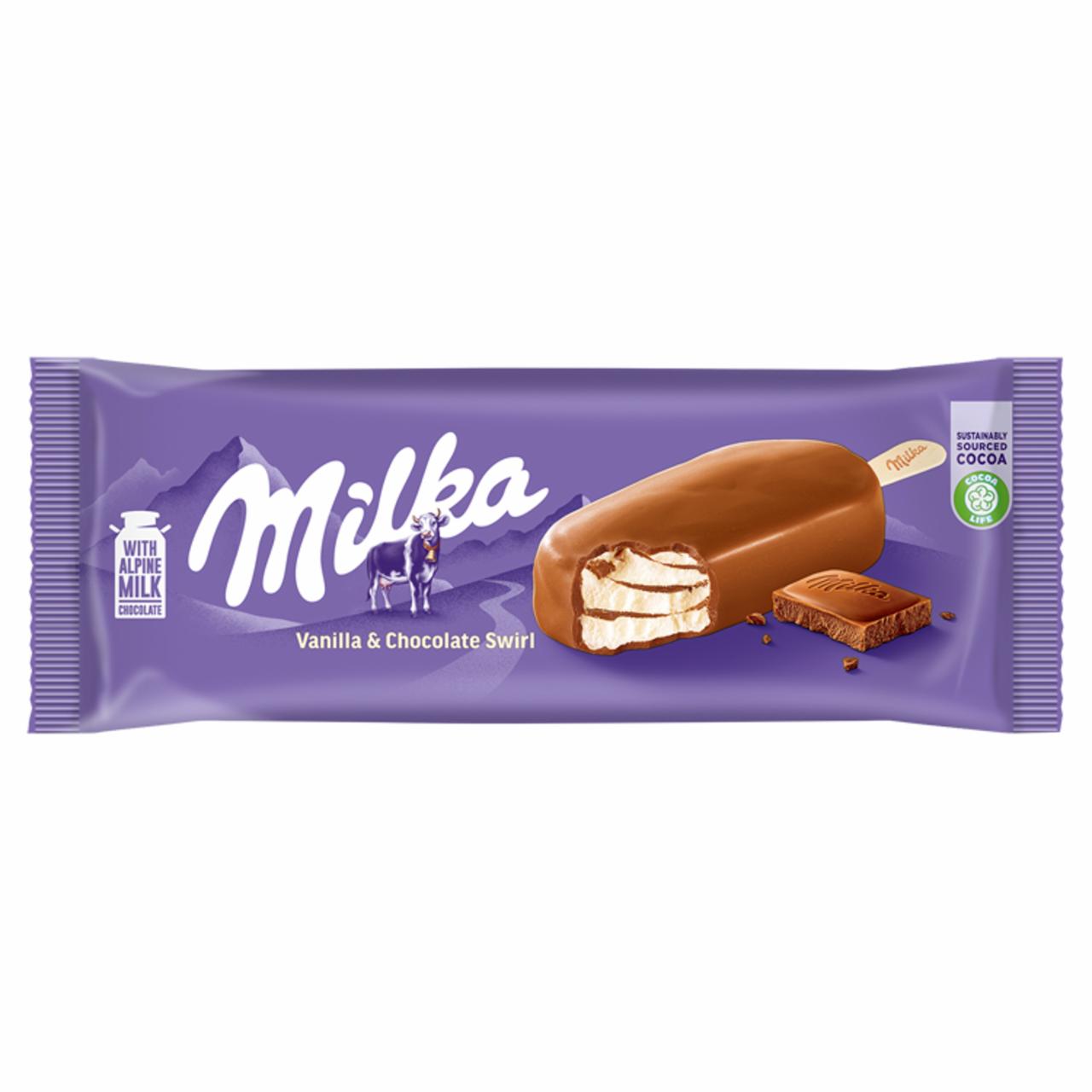 Zdjęcia - Milka Lody waniliowe z kawałkami polewy z czekoladą mleczną 90 ml