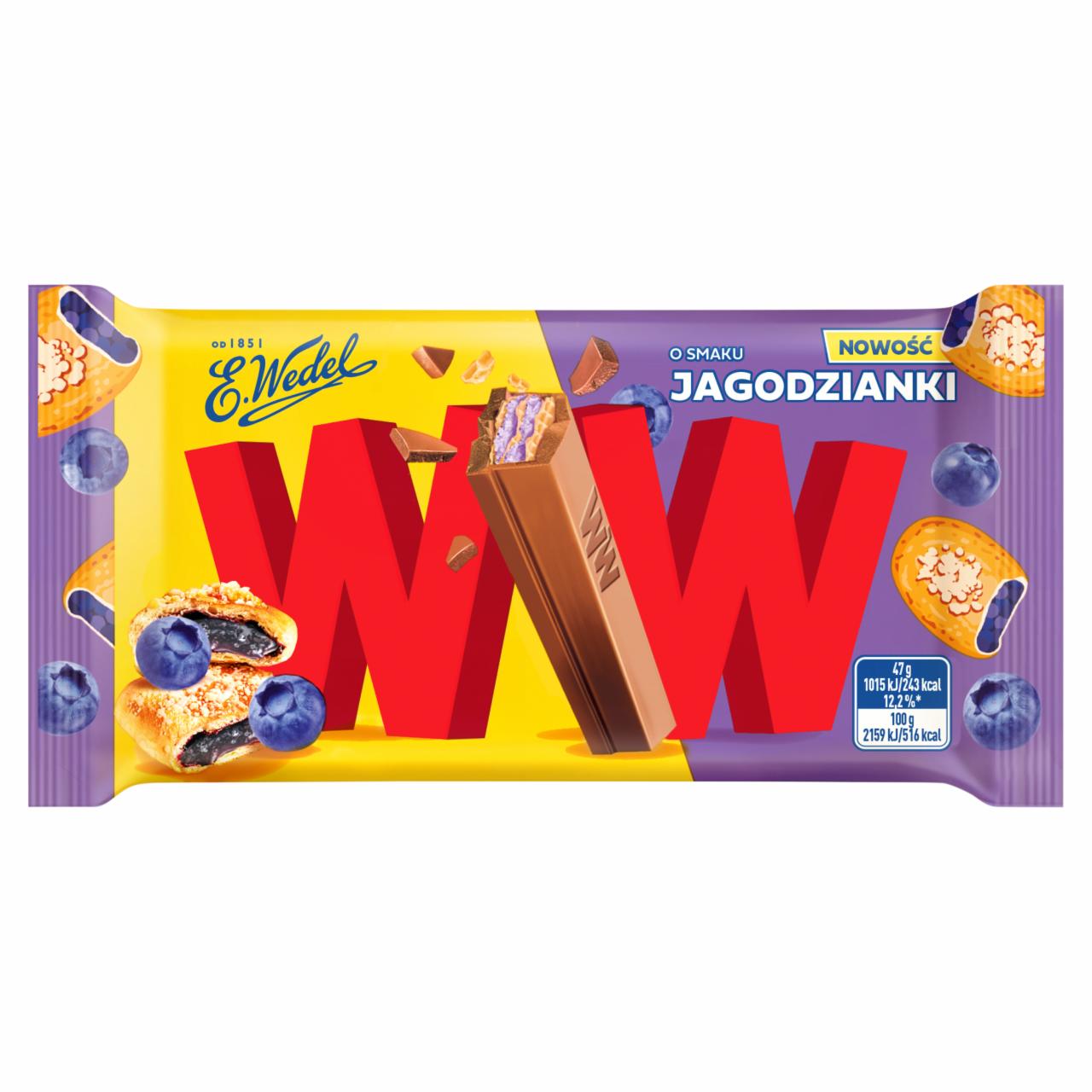 Zdjęcia - E. Wedel WW Mleczna czekolada & krem o smaku jagodzianki 47 g
