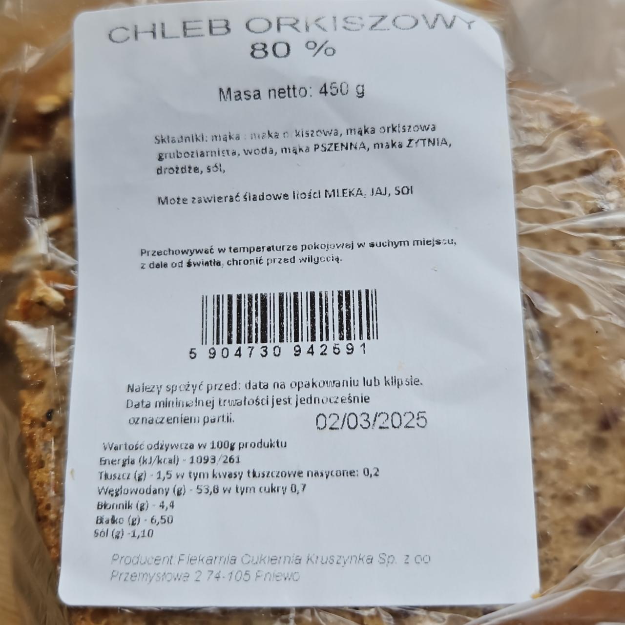 Zdjęcia - chleb orkiszowy 80% Piekarnia cukiernia Kruszynka