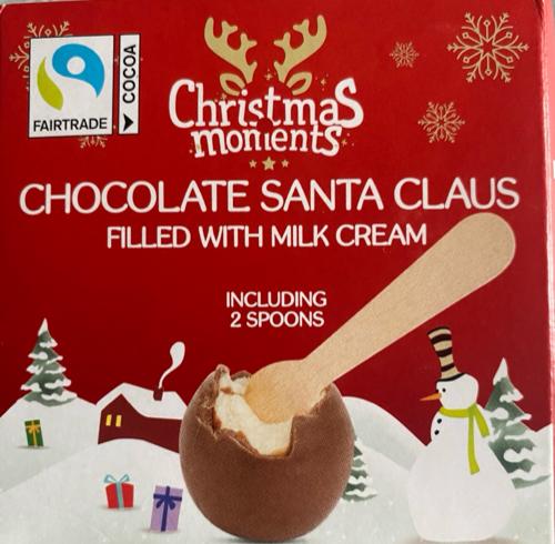 Zdjęcia - Chocolate Santa claus filled with milk cream Christmas moments