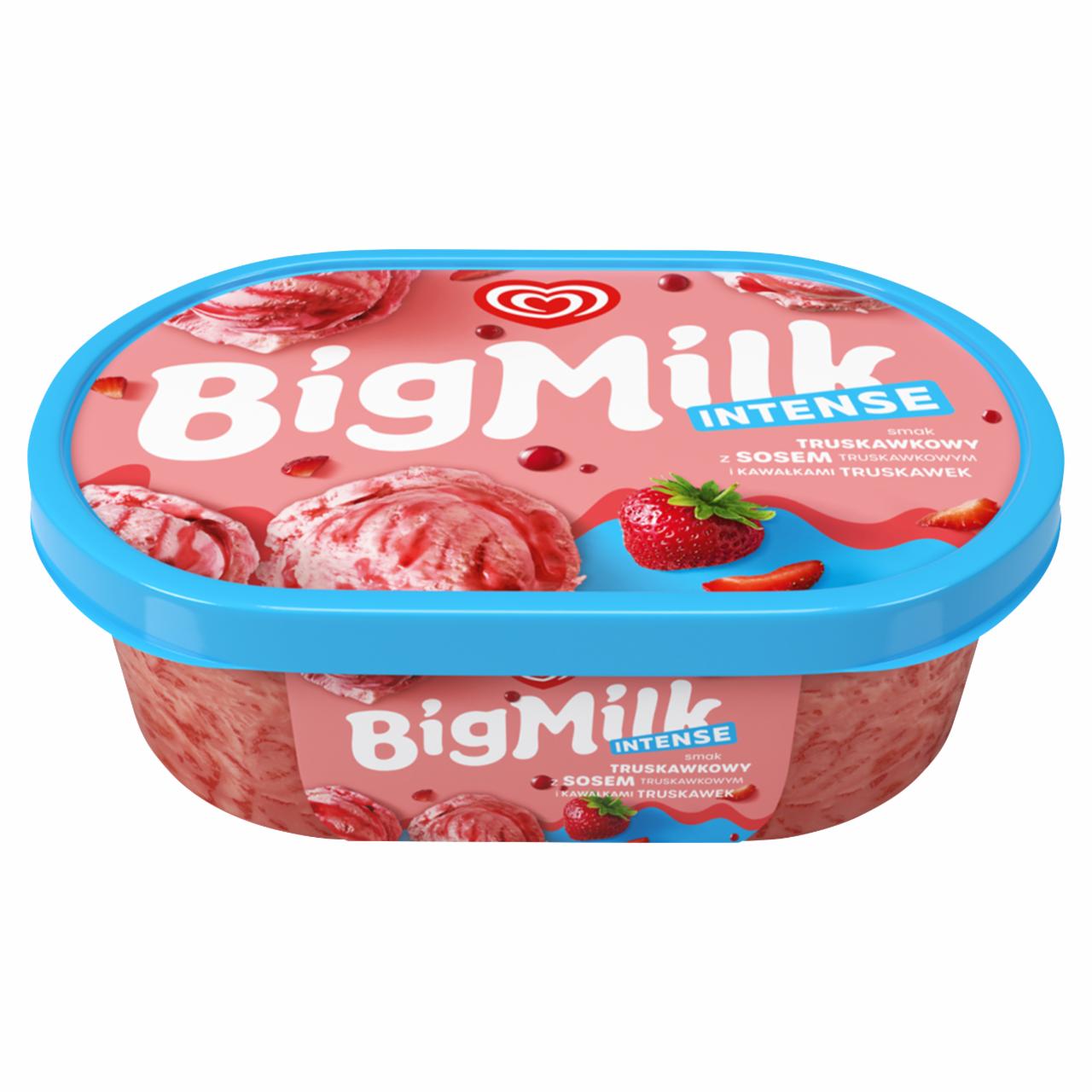 Zdjęcia - Big Milk Intense Lody smak truskawkowy z sosem truskawkowym i kawałkami truskawek 900 ml
