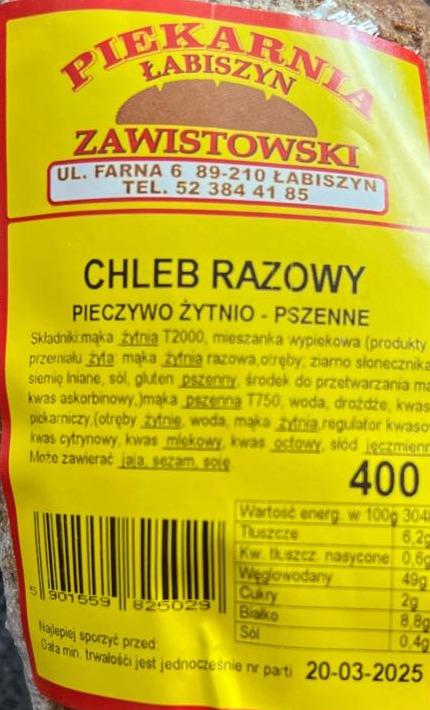 Zdjęcia - Chleb razowy pieczywo żytnio pszenne Piekarnia Łabiszyn Zawistowski