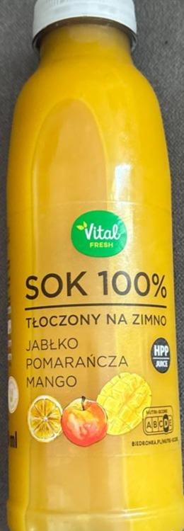 Zdjęcia - Sok 100% tłoczony na zimno jabłko pomarańcza mango Vital fresh