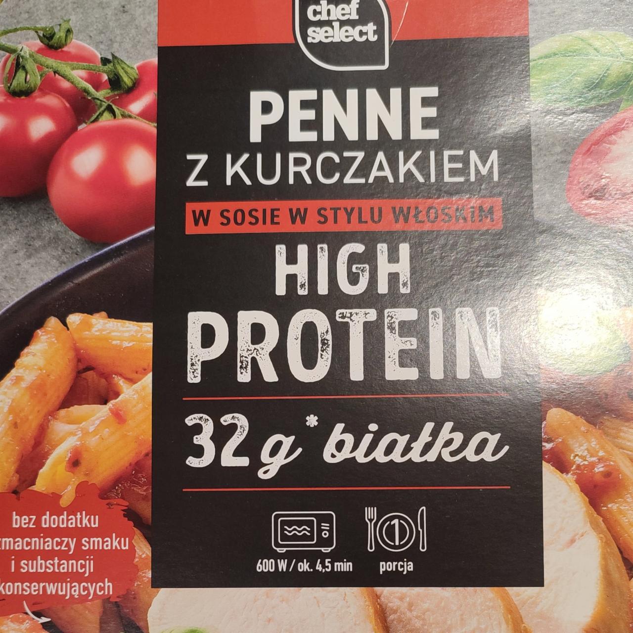 Zdjęcia - Penne z kurczakiem w stylu włoskim high protein Chef select