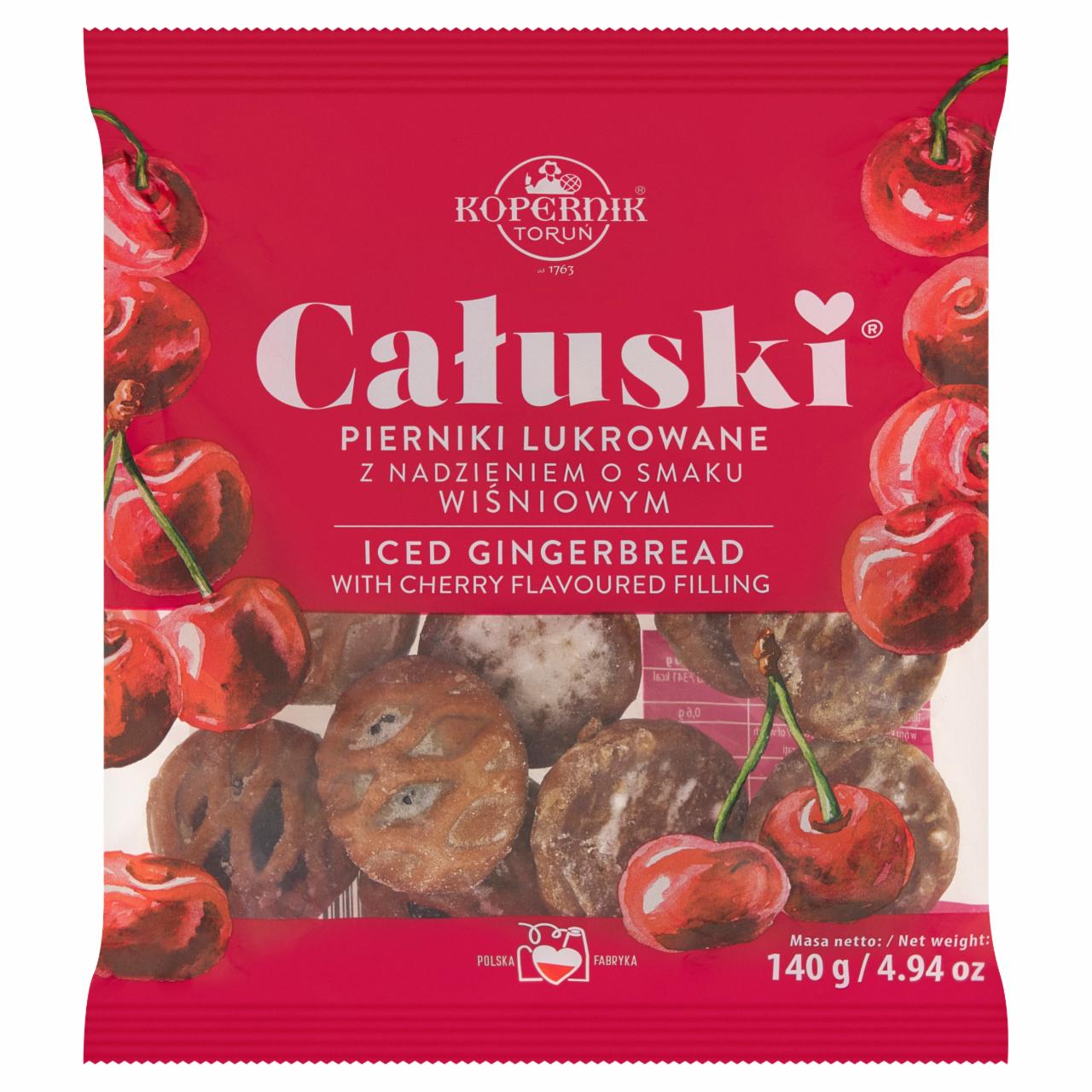 Zdjęcia - Kopernik Całuski Pierniki lukrowane z nadzieniem o smaku wiśniowym 140 g