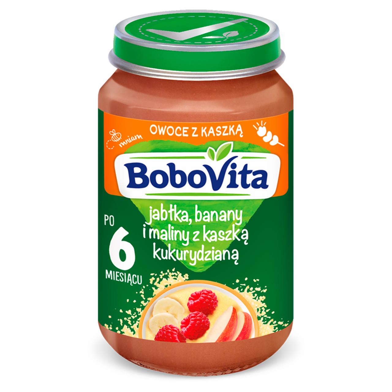 Zdjęcia - BoboVita Jabłka banany i maliny z kaszką kukurydzianą po 6 miesiącu 190 g