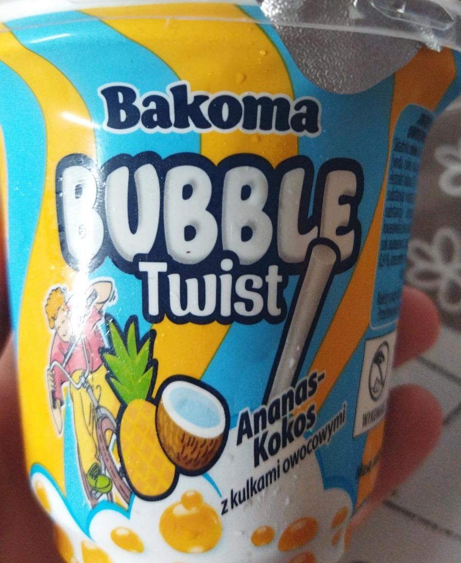 Zdjęcia - Bakoma Bubble Twist Jogurt pitny ananas-kokos z kulkami owocowymi 210 g