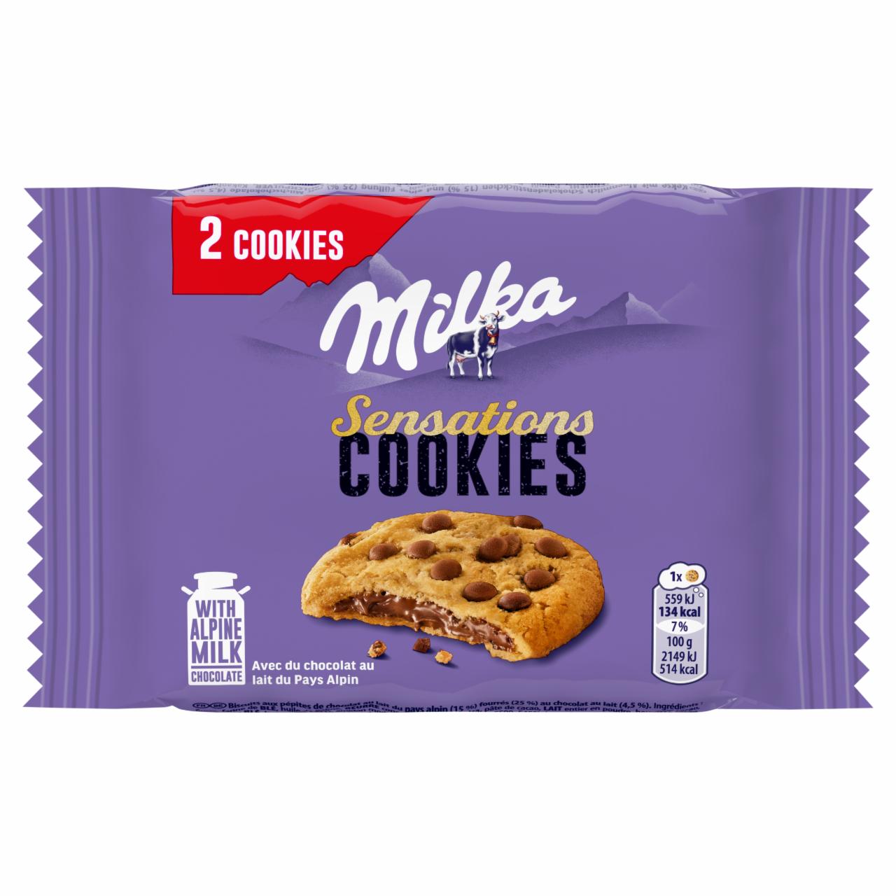Zdjęcia - Milka Sensations Cookies Ciastka z kawałkami czekolady mlecznej nadzieniem z czekoladą mleczną 52 g