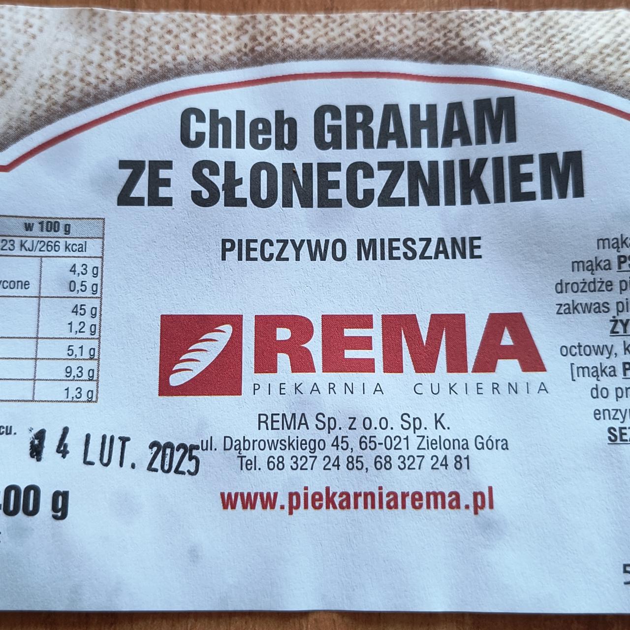 Zdjęcia - Chleb graham ze słonecznikiem Rema