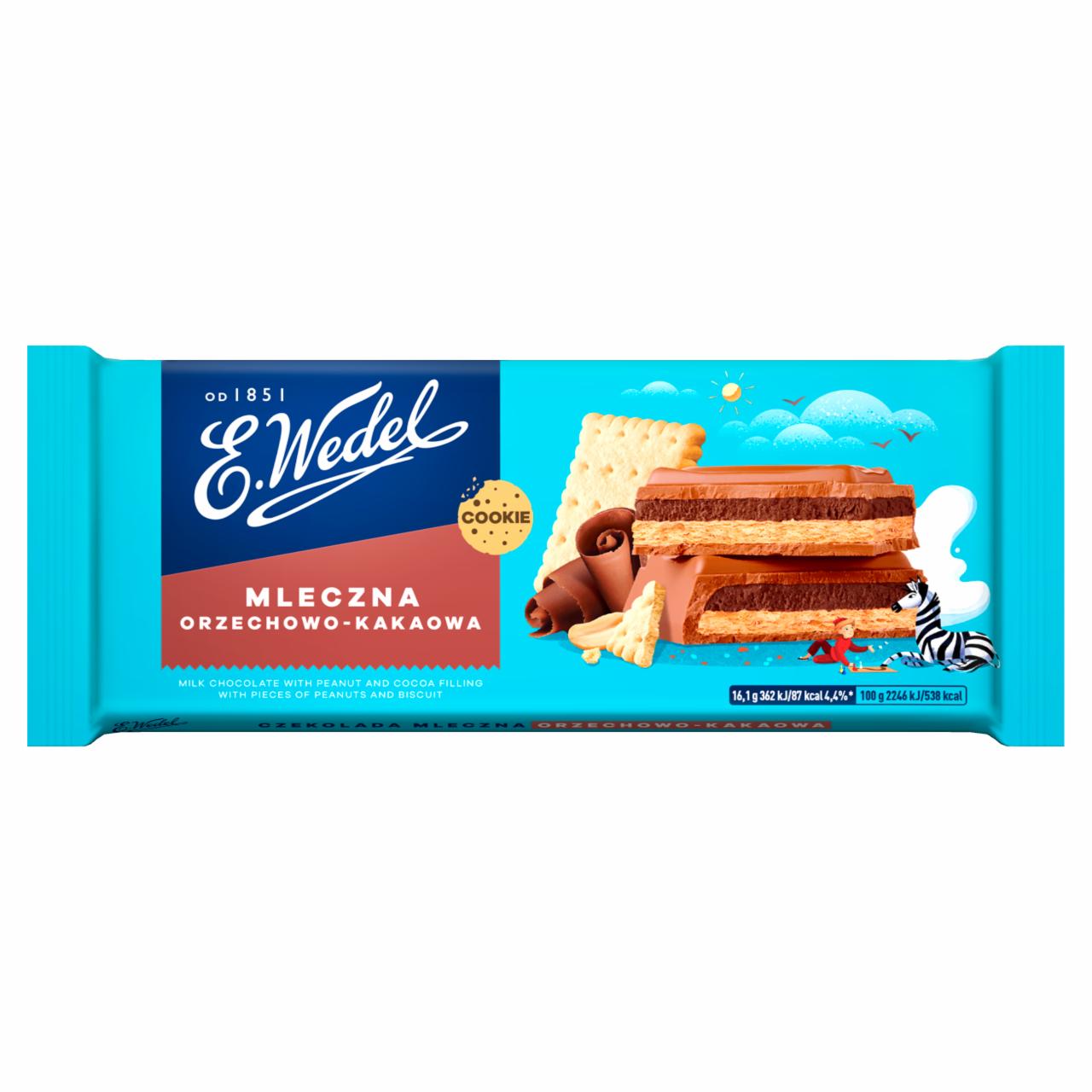 Zdjęcia - E. Wedel Cookie Czekolada mleczna z nadzieniem orzechowo-kakaowym z orzeszkami i herbatnikiem 290 g