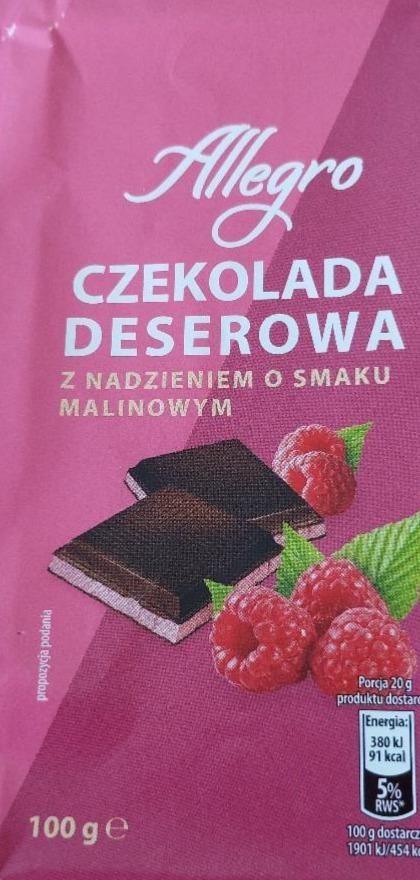 Zdjęcia - Czekolada deserowa z nadzieniem o smaku malinowym Allegro