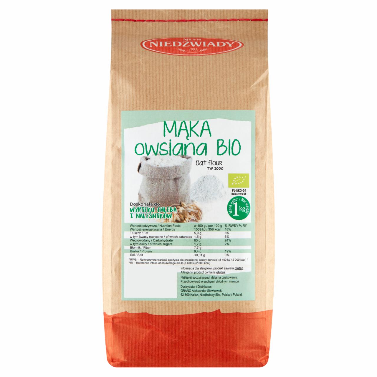 Zdjęcia - Młyn Niedźwiady Mąka owsiana Bio typ 2000 1 kg