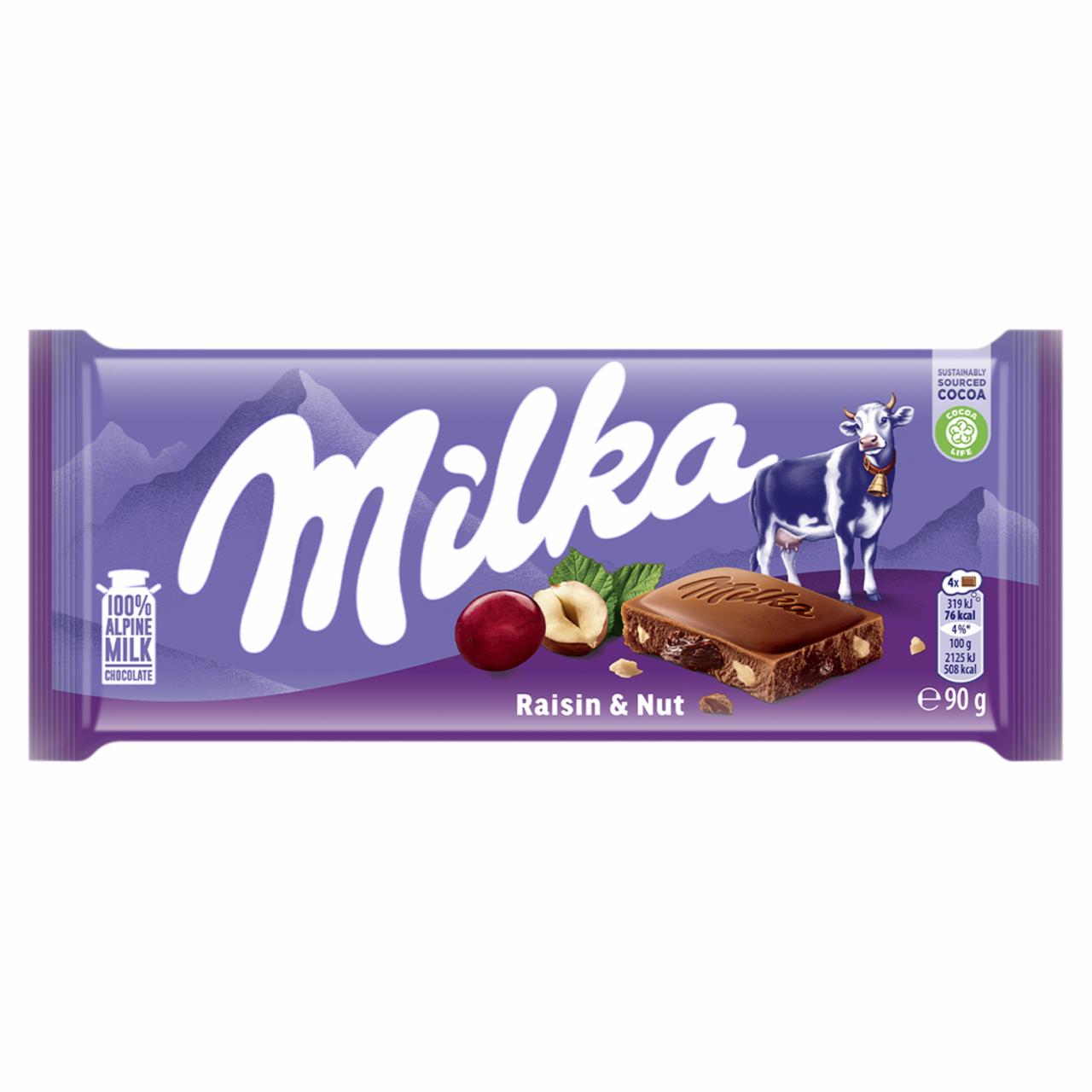 Zdjęcia - Milka Raisin & Nut Czekolada mleczna 90 g