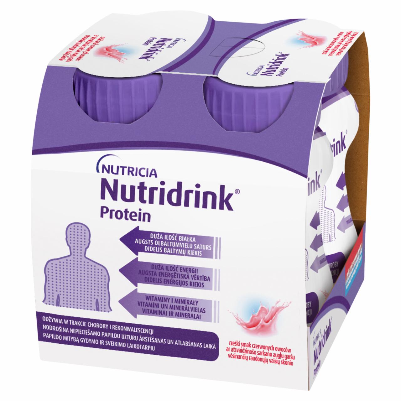Zdjęcia - Nutridrink Protein Żywność specjalnego przeznaczenia medycznego czerwone owoce 500 ml (4 x 125 ml)