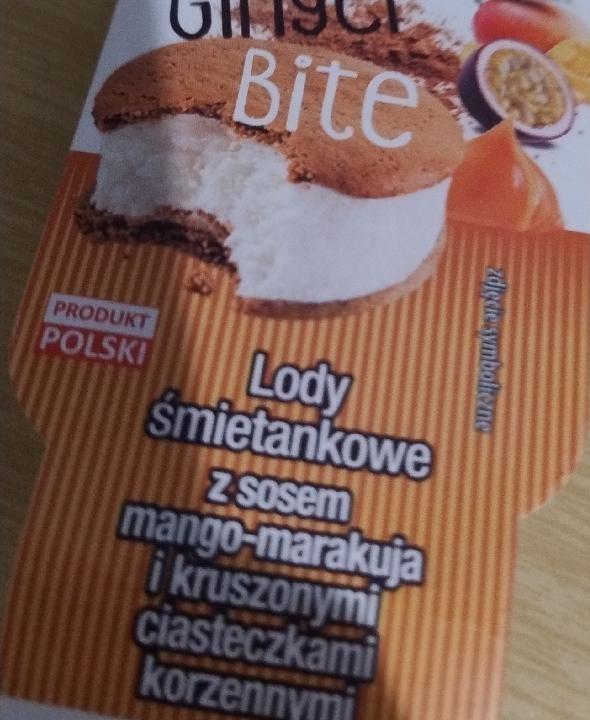 Zdjęcia - Lody śmietankowe z sosem mango marakuja i kruszonymi ciasteczkami korzennymi Ginger bite Royal gusto