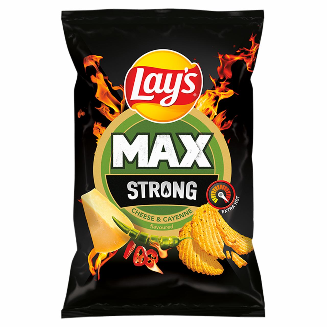 Zdjęcia - Lay's Max Strong Chipsy ziemniaczane karbowane o smaku sera i ostrej papryki 120 g