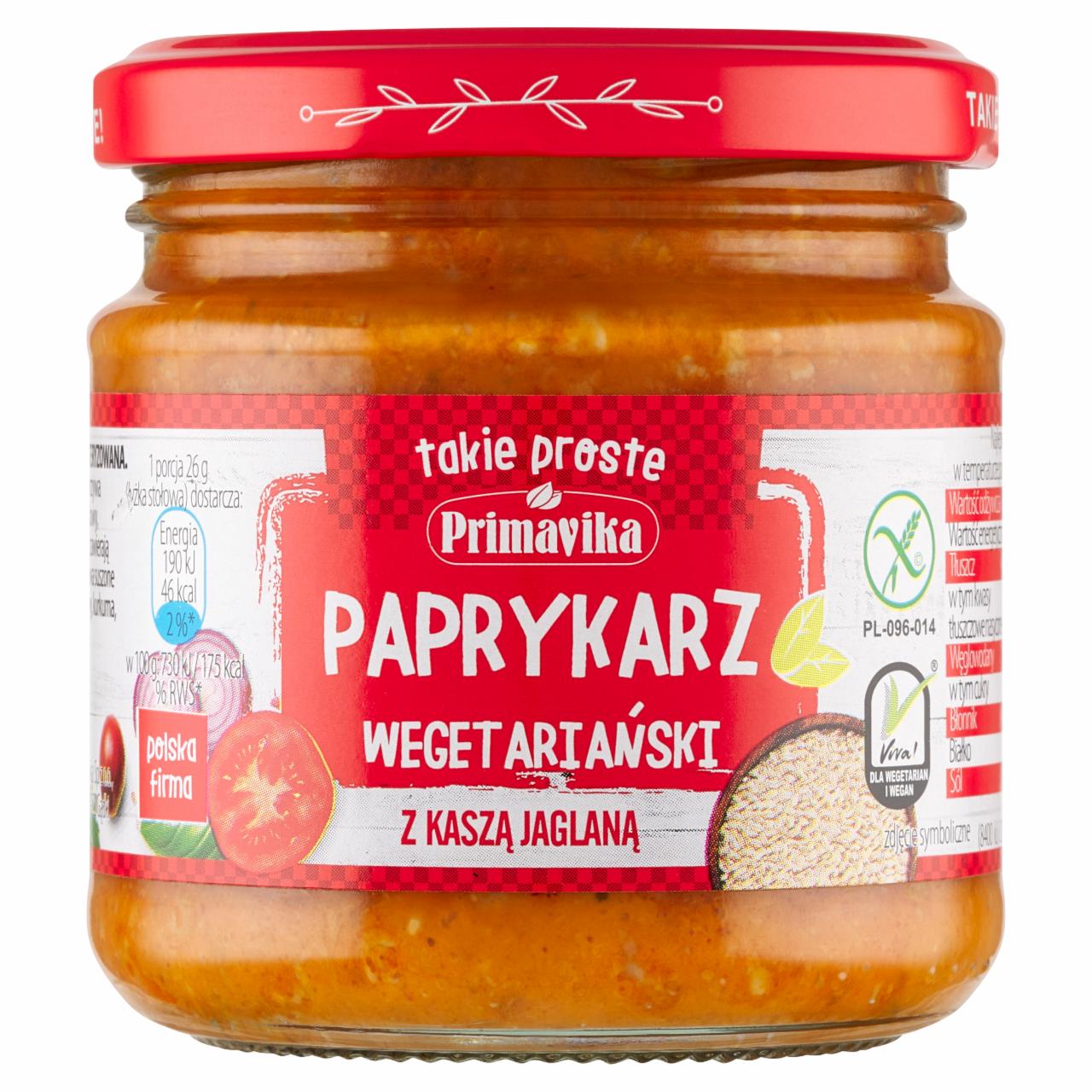 Zdjęcia - Primavika Paprykarz wegetariański z kaszą jaglaną 160 g