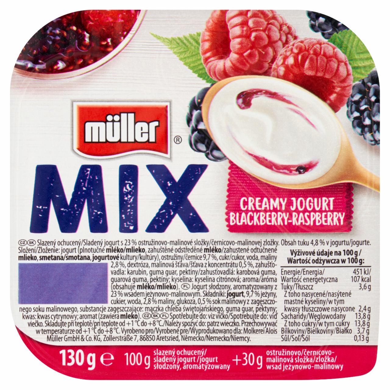 Zdjęcia - Müller Mix Blackberry-Raspberry Jogurt 130 g