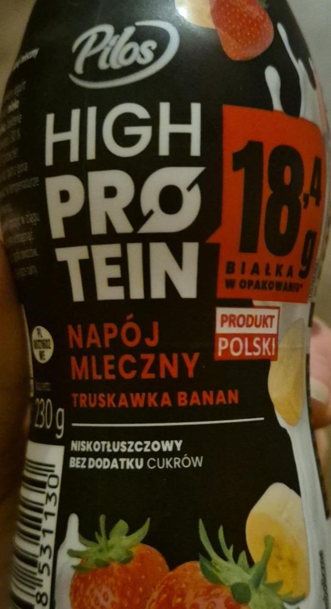 Zdjęcia - High protein napój mleczny truskawka banan Pilos
